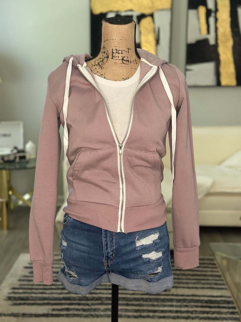 rue21 Zip Up Hoodie Size XS Pink Fleece Sweatshirt